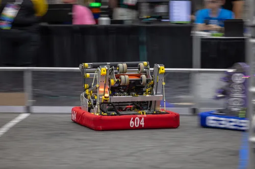 Team 604's robot on the field during a match